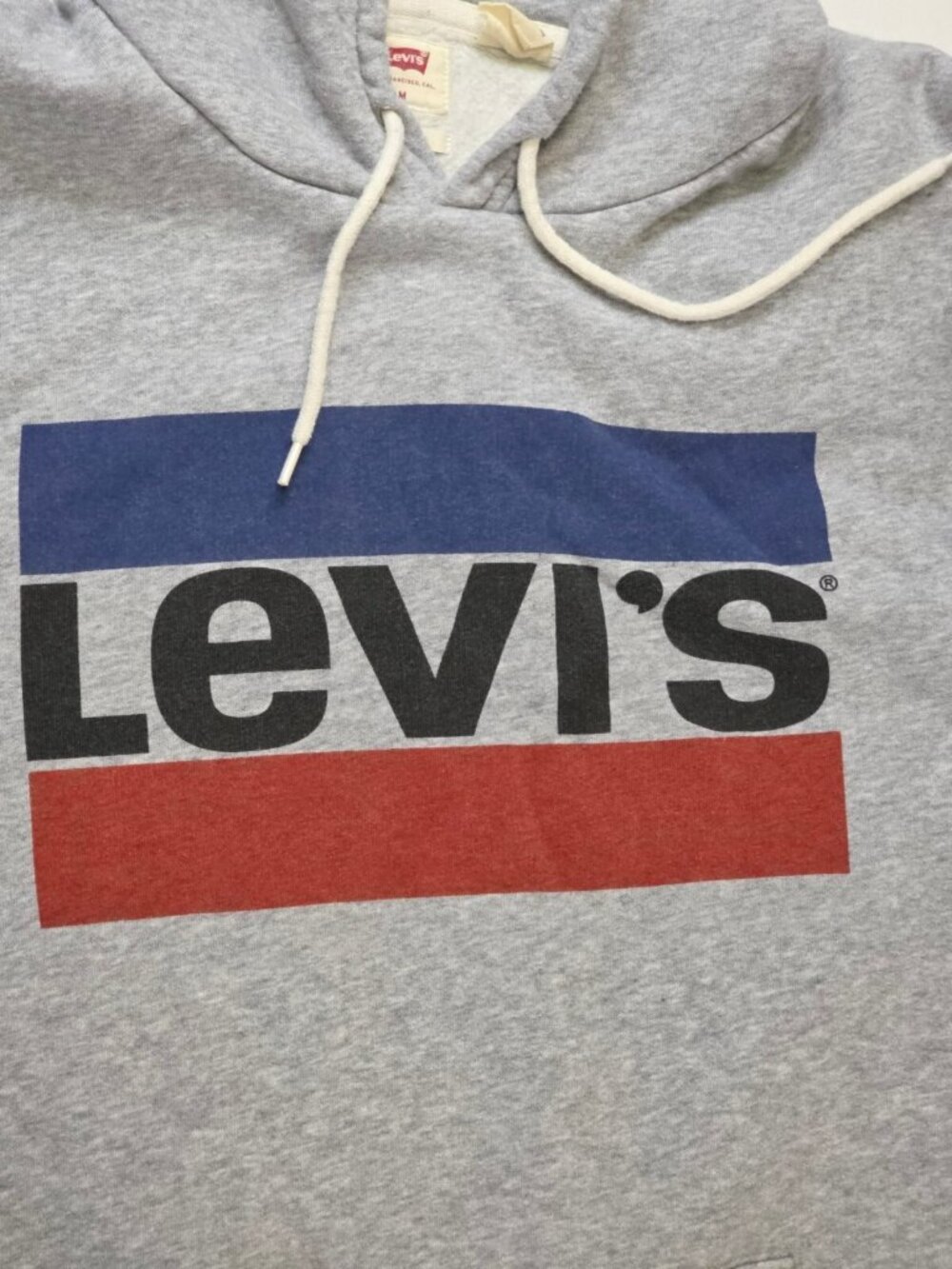Levis Sweater Medium Adult Grey Hoodie Pullover Spell Out Logo Casual